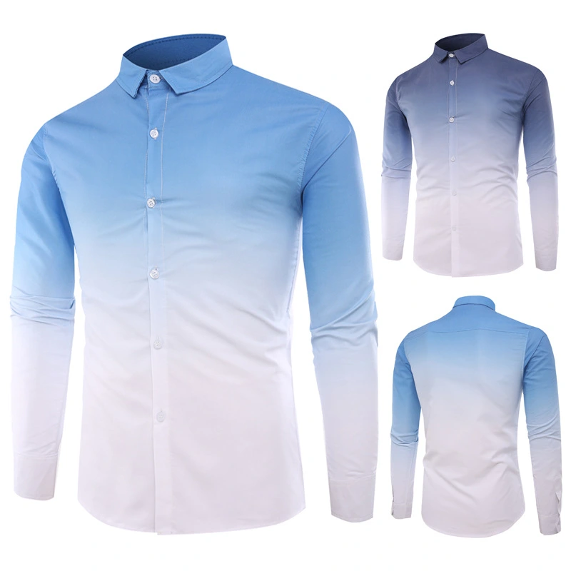 Dyed Gradient Men's Long Sleeve Shirt