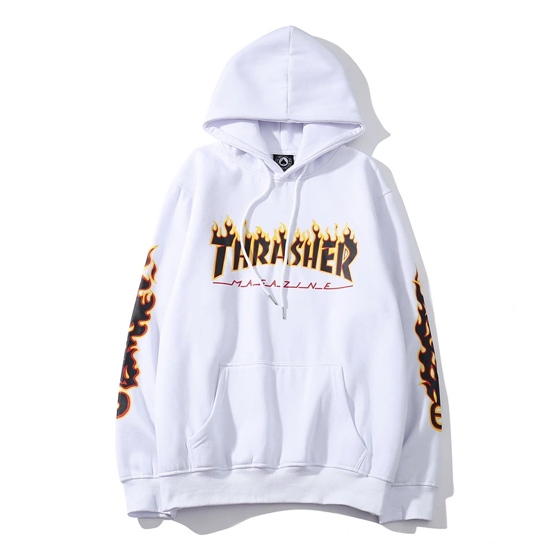 Flame Printing Plus Velvet Sweater Men And Women Casual