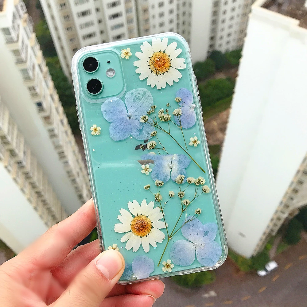 Compatible with Apple , Preserved Flower Protective Sleeve Anti-Drop Silicone Phone Case