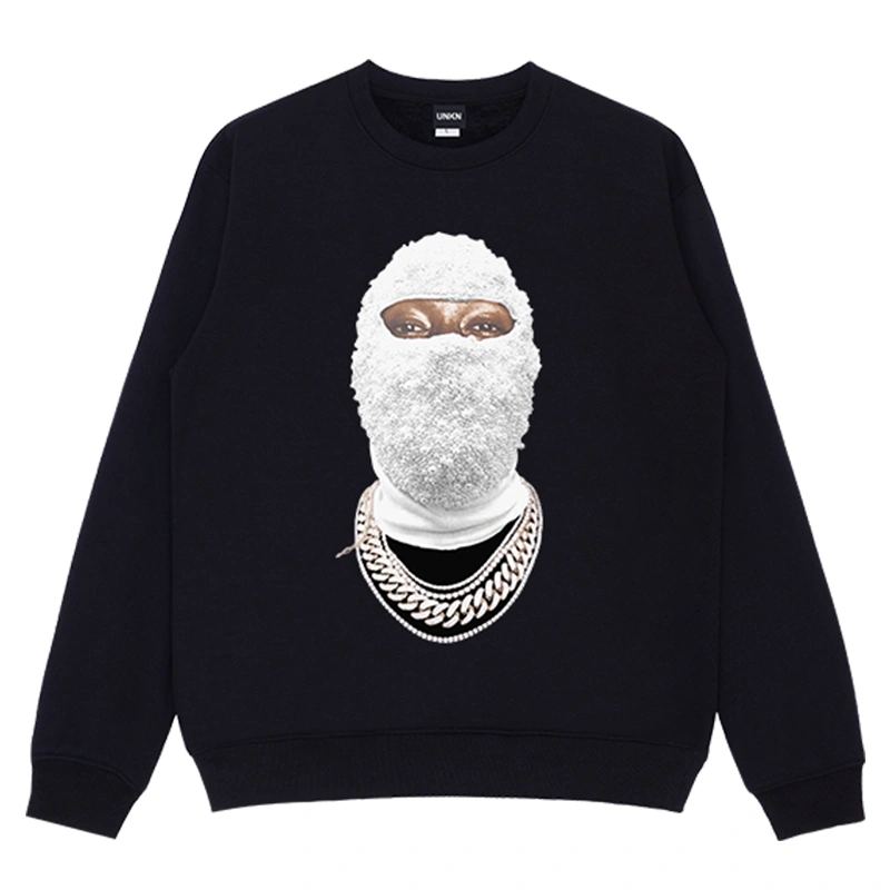 Round Neck Sweater Masked Man Graffiti Plus Velvet Loose Men And Women Couples Long Sleeves