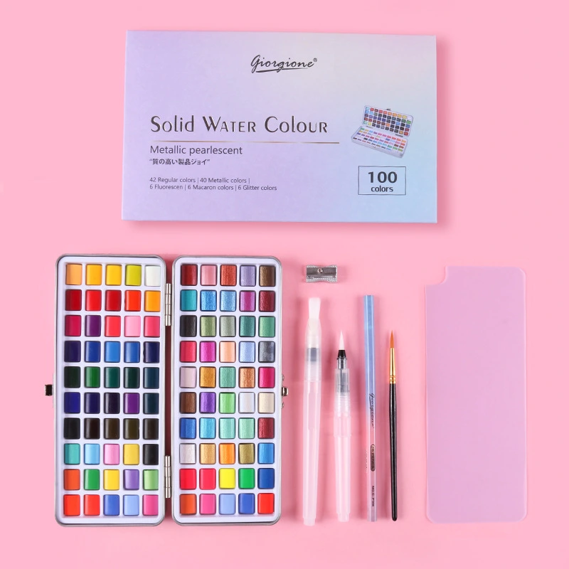 Solid Powder Pearlescent Color Watercolor Paint Set