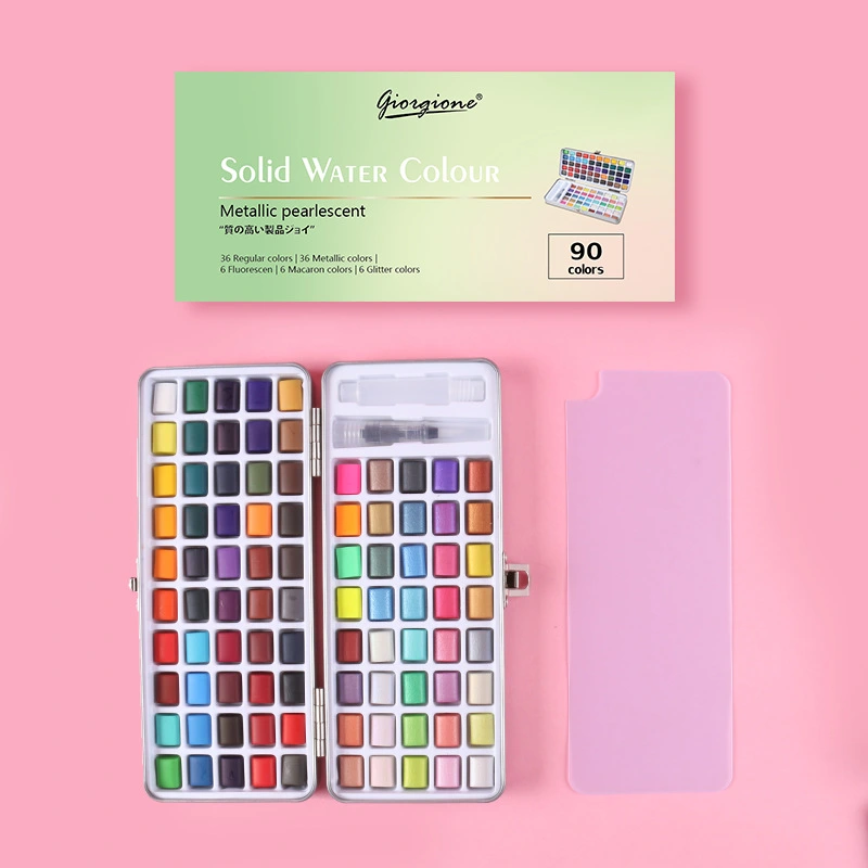 Solid Powder Pearlescent Color Watercolor Paint Set