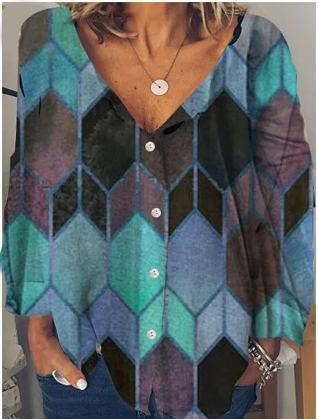 Street Trendy Pullover V-Neck Loose Blouse