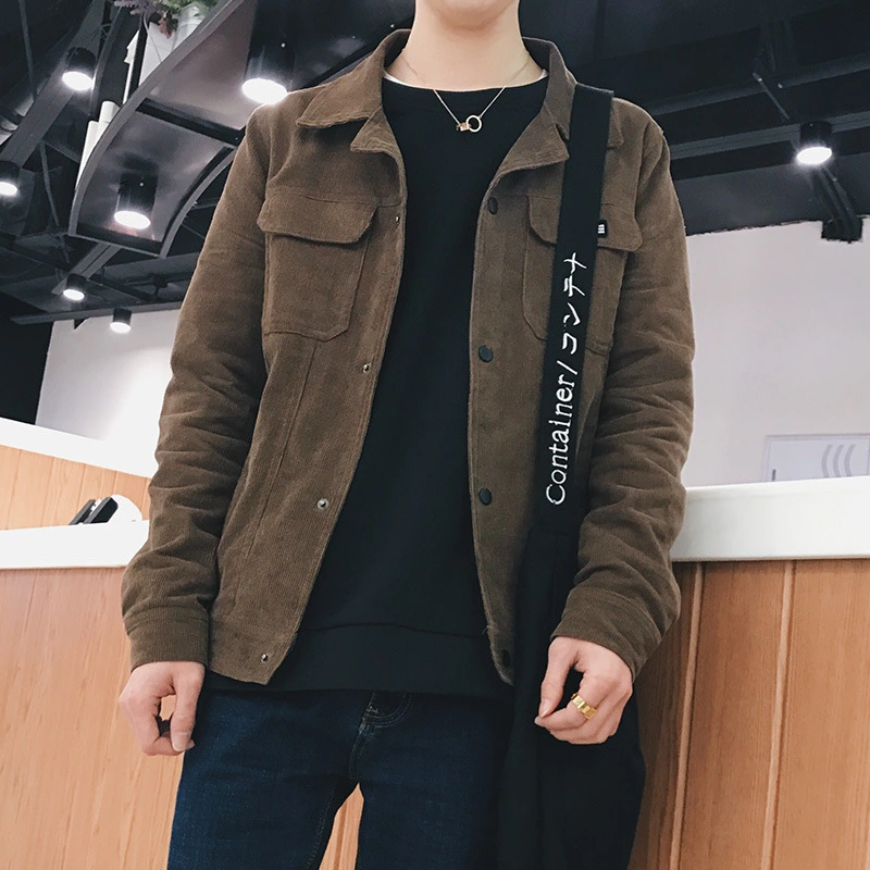 Spring new men's jacket youth corduroy casual jacket tide male