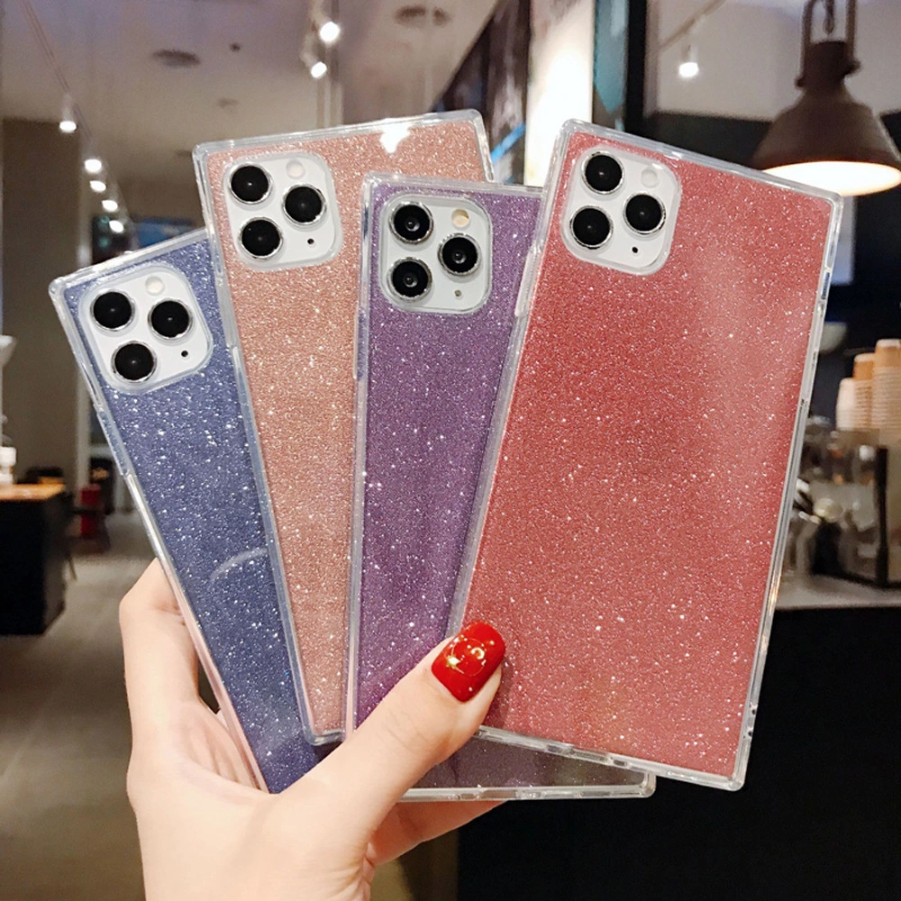 Compatible With  , Square Glitter Transparent TPU Soft Shell