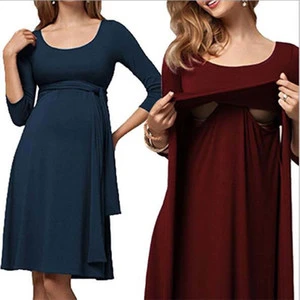 Belted Neck Breastfeeding Dress