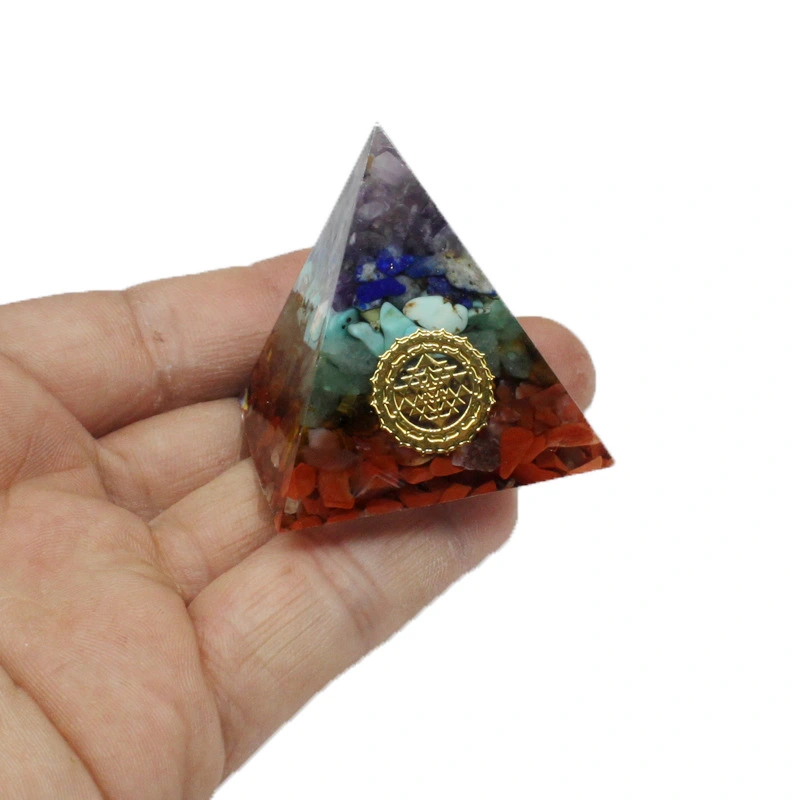 Factory Direct Sale Orgonite Seven Chakras Ogan Energy Pyramid Ornaments Home Feng Shui