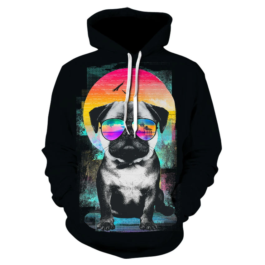 Digitally Printed Loose Hooded Sweatshirt