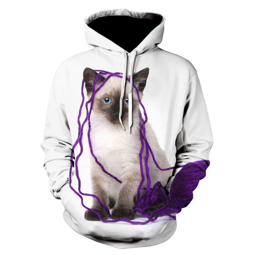 Digitally Printed Loose Hooded Sweatshirt