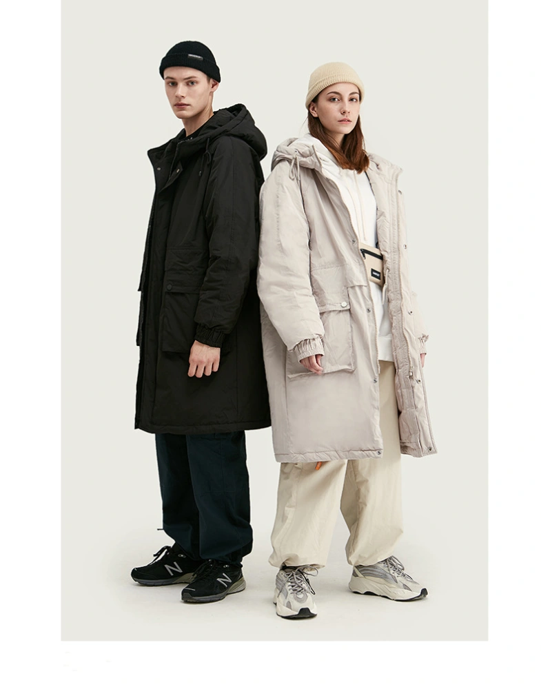 Solid color long men's down jacket