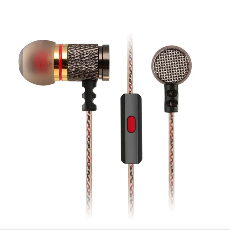 In-ear headphones metal subwoofer headphones mobile music MP3 bass explosion earplugs