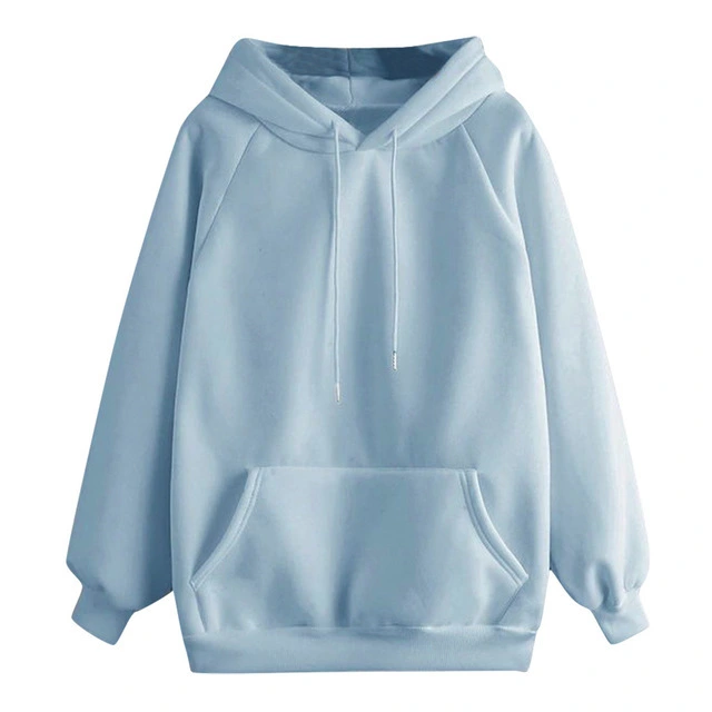 Women's Solid Color Blank Hooded Sweater