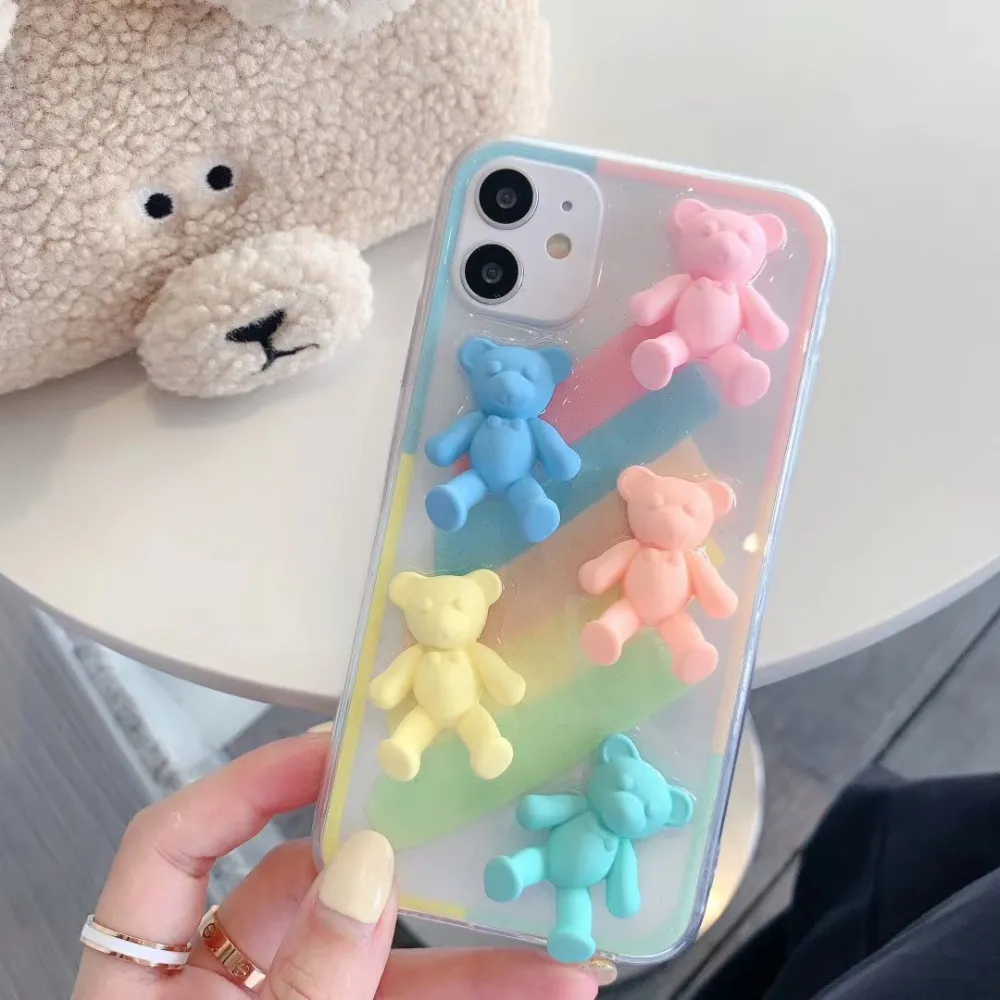 Compatible with Apple , Macaron color bear phone case