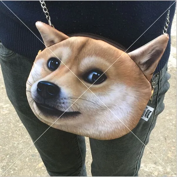 3D Annoying Dog One-shoulder Diagonal Bag Ladies Bag Cosmetic Bag