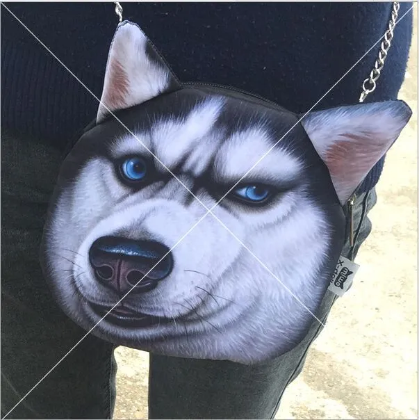 3D Annoying Dog One-shoulder Diagonal Bag Ladies Bag Cosmetic Bag