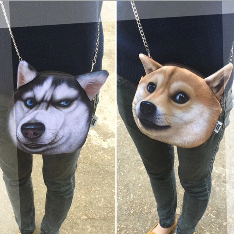3D Annoying Dog One-shoulder Diagonal Bag Ladies Bag Cosmetic Bag