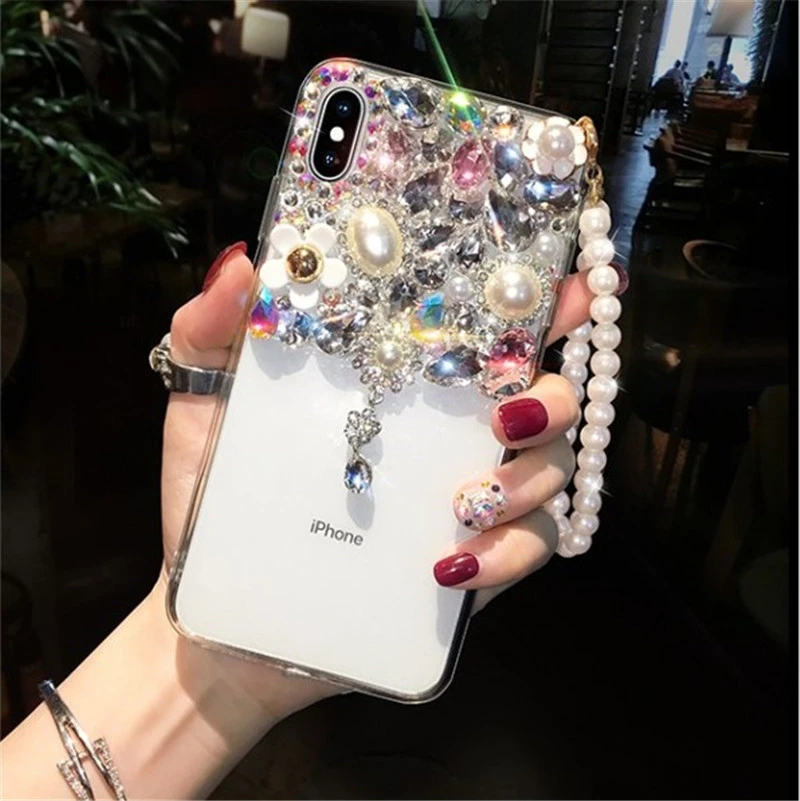 Compatible with Apple , Pearl Bracelet Rhinestone Phone Case