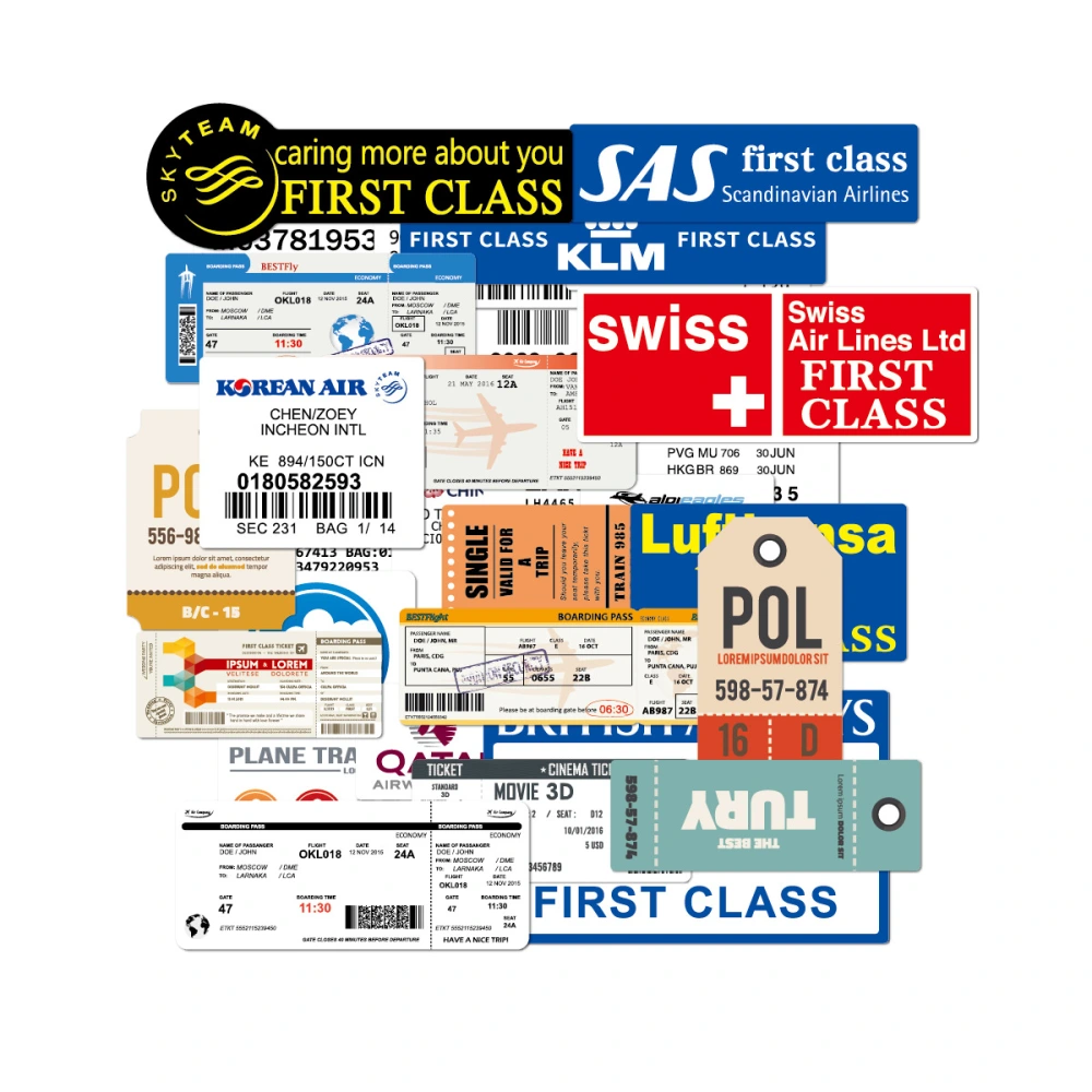 Airline Boarding Pass Ticket Box Sticker