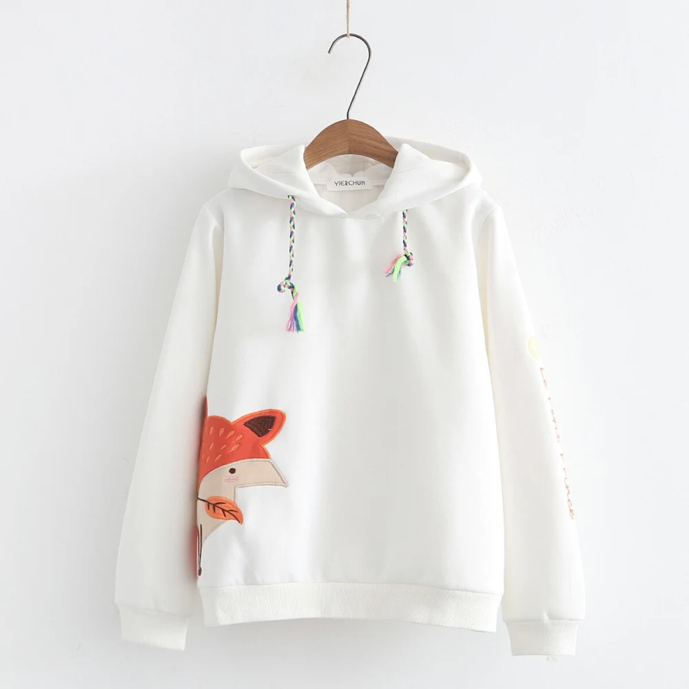 Female fox embroidered padded sweater