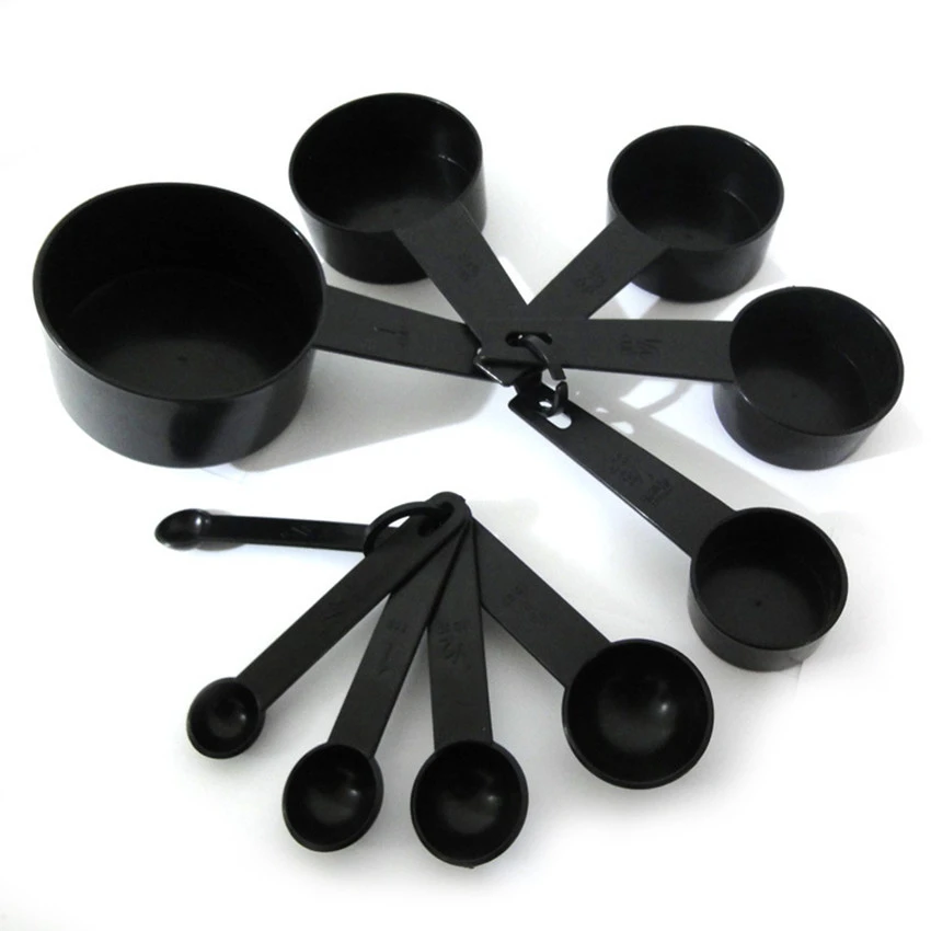 10PC black set plastic measuring spoon