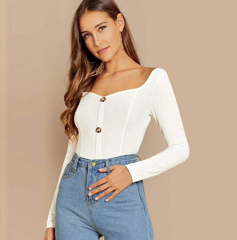 White Office Lady V Neck Pullovers Workwear Women Tshirt Top