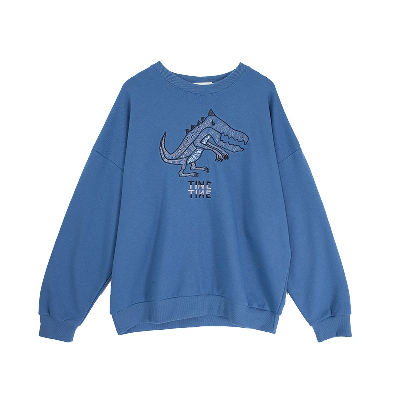 Embroidered small dinosaur sweater super fire loose thin BF wind pullover sweater women