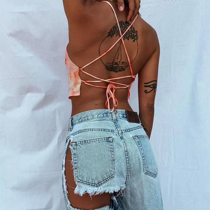Tie-dye halterneck vest