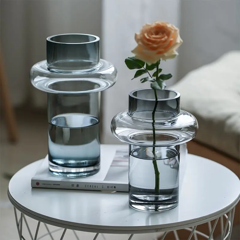 Small Glass Vase Flower Arrangement Water Cultivation Shooting Dining Table Indoor Living Room