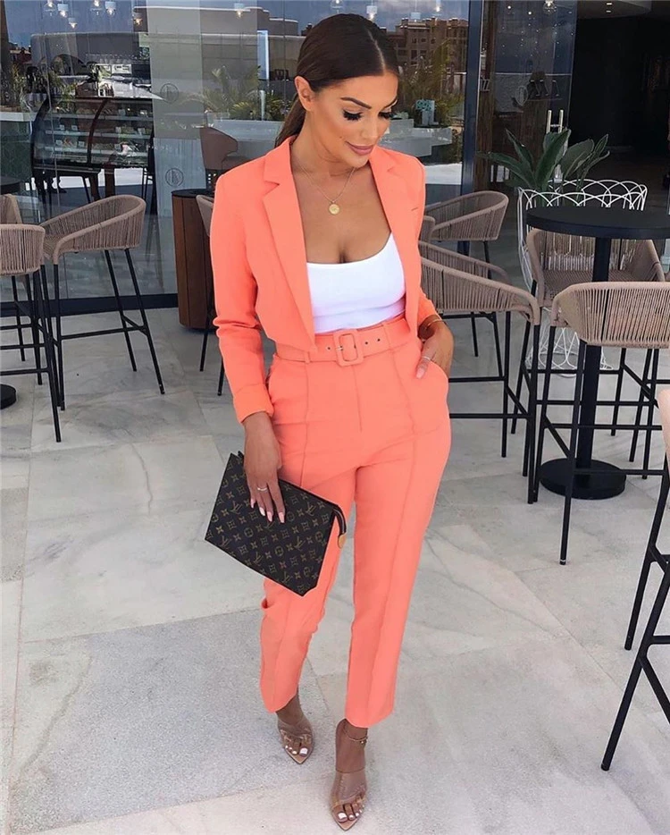 Ladies Solid Color Suit Set