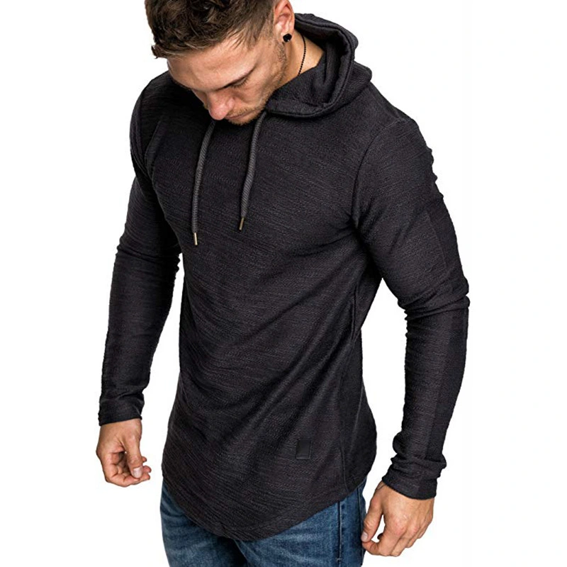 Fashion Solid Color Hooded Bottoming Shirt European and American Personality With Hood