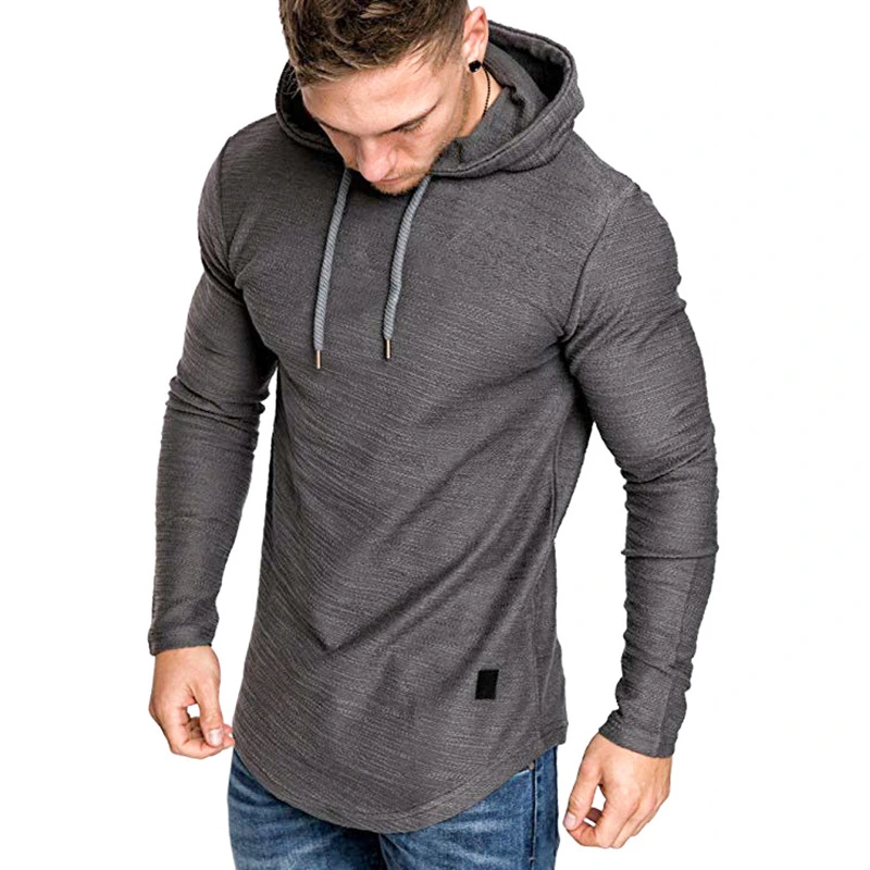 Fashion Solid Color Hooded Bottoming Shirt European and American Personality With Hood