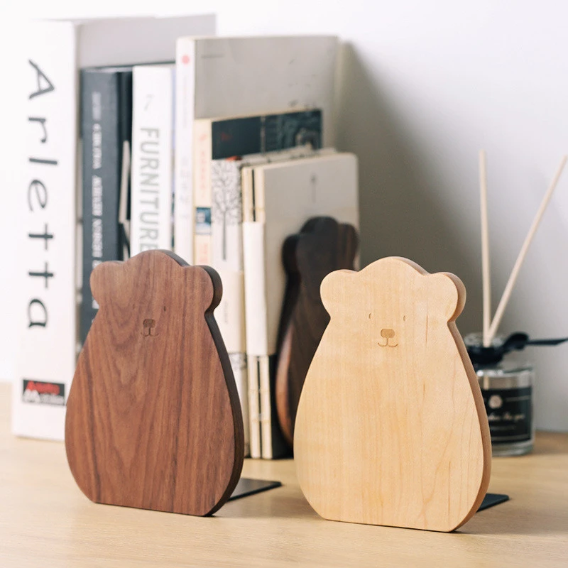 Simple Wooden Creative Black Walnut Bookshelf Bookend