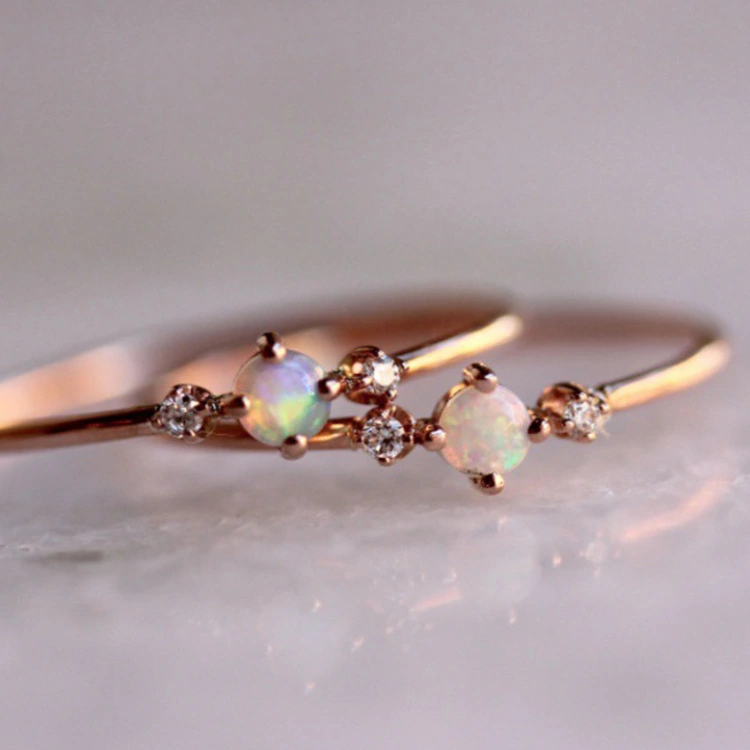 Opal rose gold ring