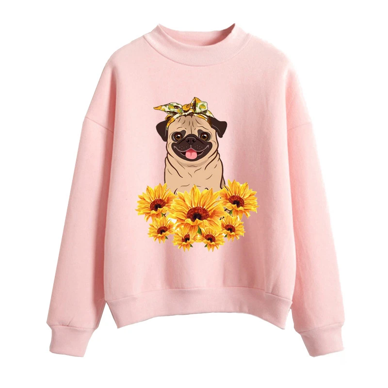 Pug sunflower print sweatshirt