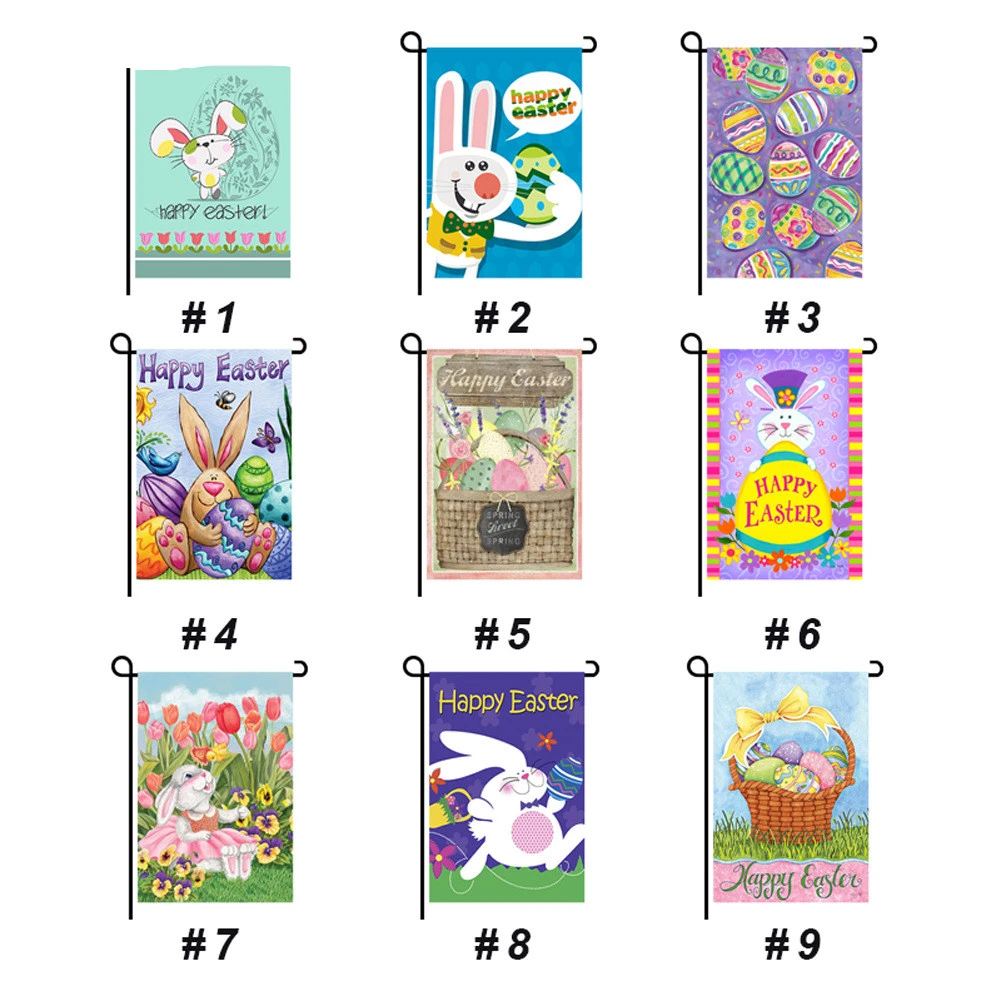 Festival Atmosphere Cartoon Egg Rabbit Garden Flag