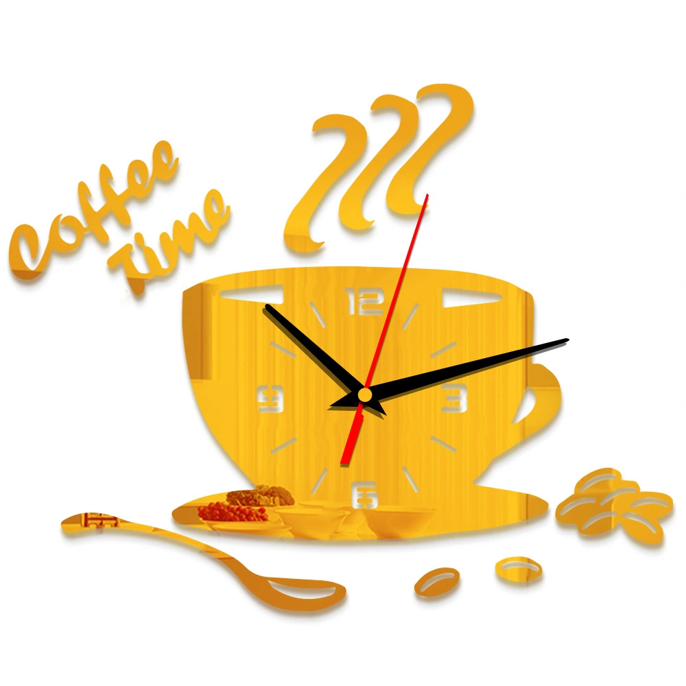 Wall Clock Simple Home Decoration Silent Coffee Cup Wall Sticker