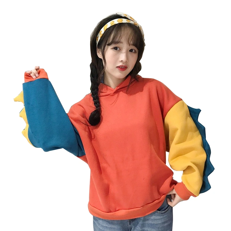 Plus Sweater Sweater Thicken Cute Contrast Hooded Warm Long Sleeve Sweater Jacket