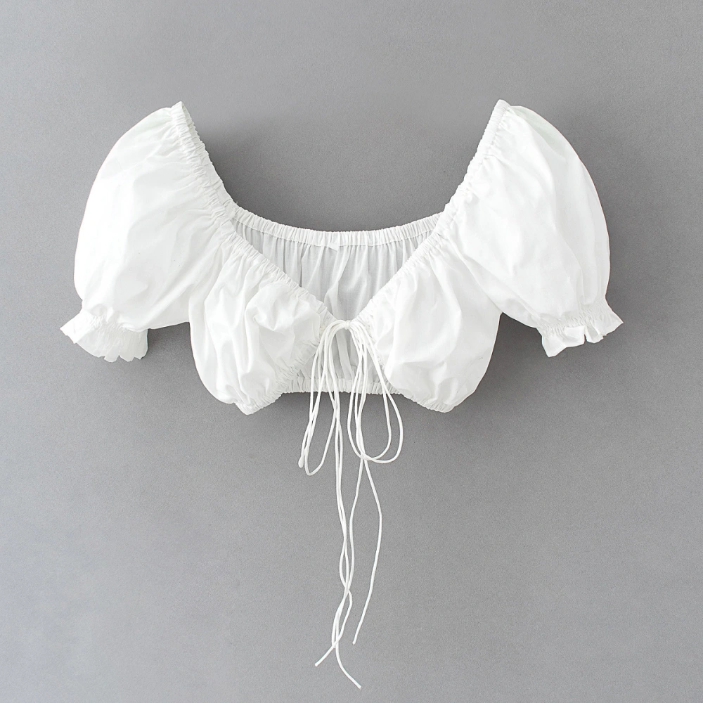 Summer Women's New Tube Top Lace Short Sleeve Shirt