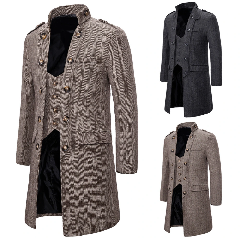 Men's fake two herringbone coat trench coat
