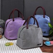 New Oxford cloth striped large insulation lunch bag portable breast milk preservation package insulation camping lunch box package wholesale