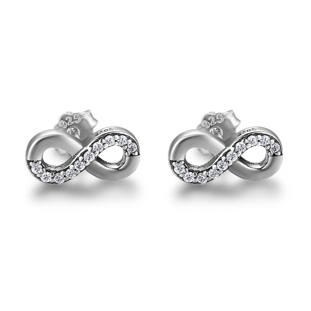 Sterling Silver Diamond Stud Earrings