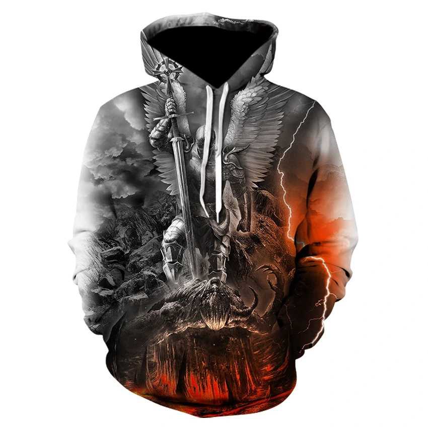 Trendy Print Hoodie Skull Head Men's All-match Baseball Uniform