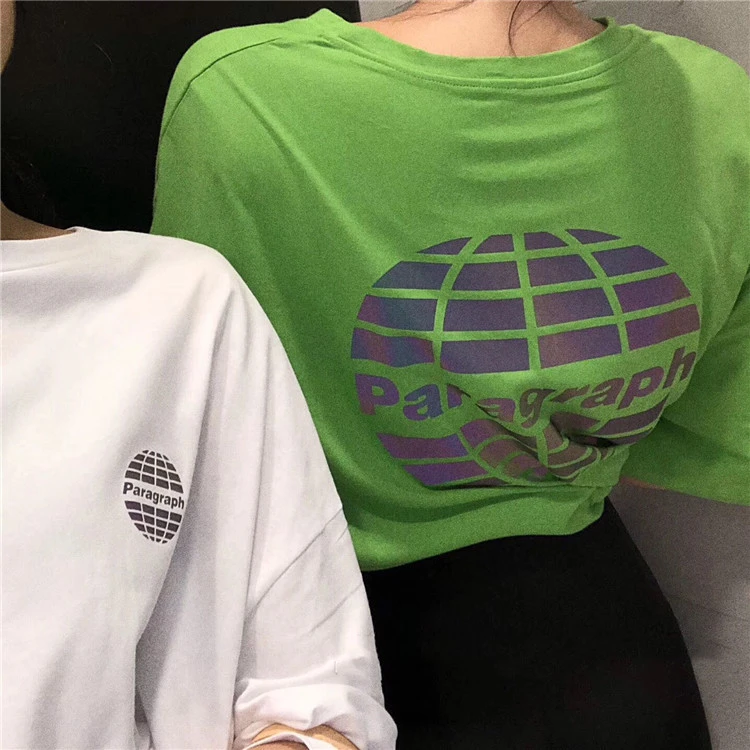 Letter reflective printed short sleeve