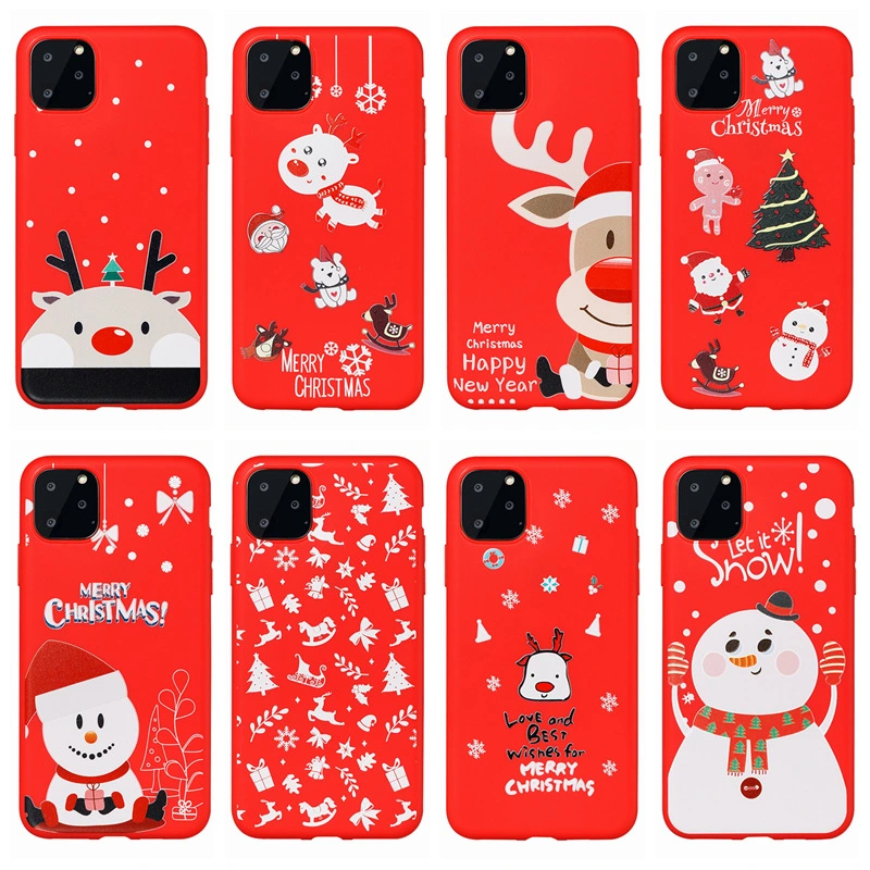 Embossed Christmas red cartoon phone case