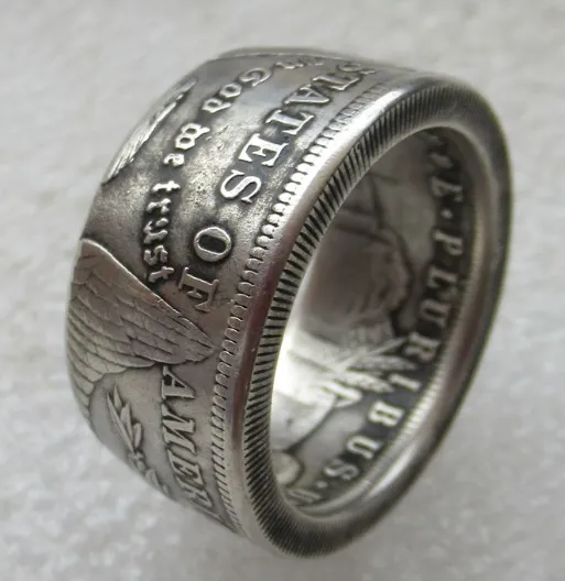 Handmade custom American one dollar retro Morgan coin ring friend personalized gift