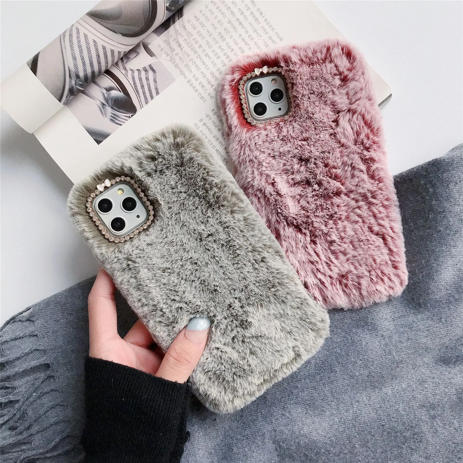 Compatible with Apple , Solid Color Plush Mobile Phone Case Drop Proof