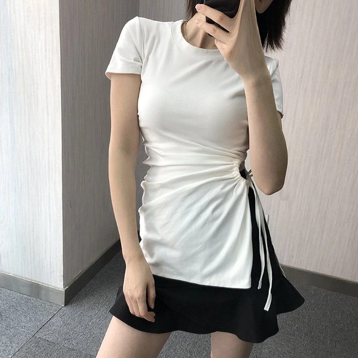 Side fold irregular short sleeve