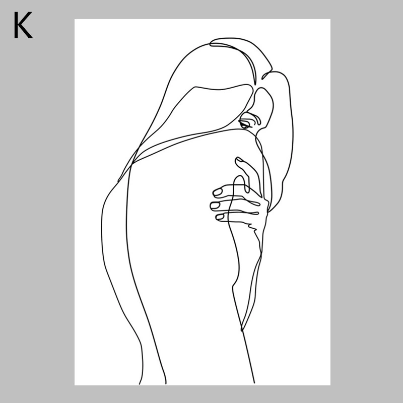 Abstract figure line canvas painting