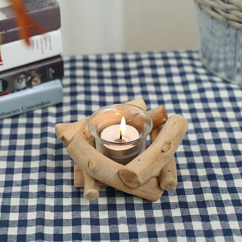 Pastoral Vintage Original Wooden Driftwood Candle Holder