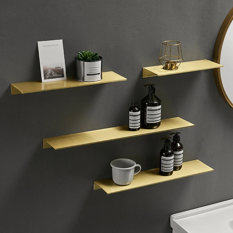 Bathroom brushed gold aluminum shelf